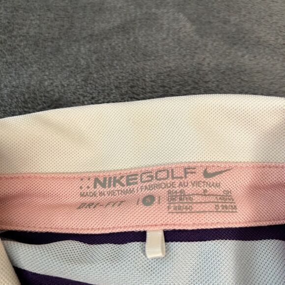 Nike Golf Polo Shirt Womens Small Blue Striped Colorful Short Sleeve Dri-Fit - Picture 2 of 11